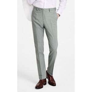 $125 Tommy Hilfiger Modern-Fit Linen Dress Pants Men's 33 x 30 Solid Green Flat
